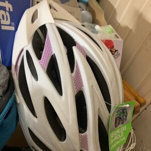 White and Lavender Bike Helmet